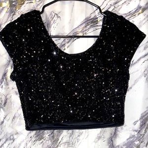 Black sequins sparkly crop top
